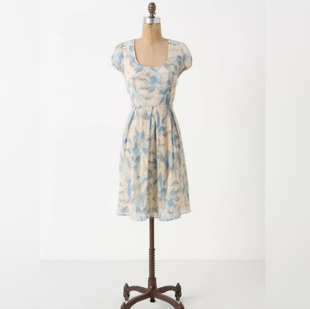 Anthropologie Moulinette Soeurs Montserrat Floral Silk Crepe Dress Size 10p